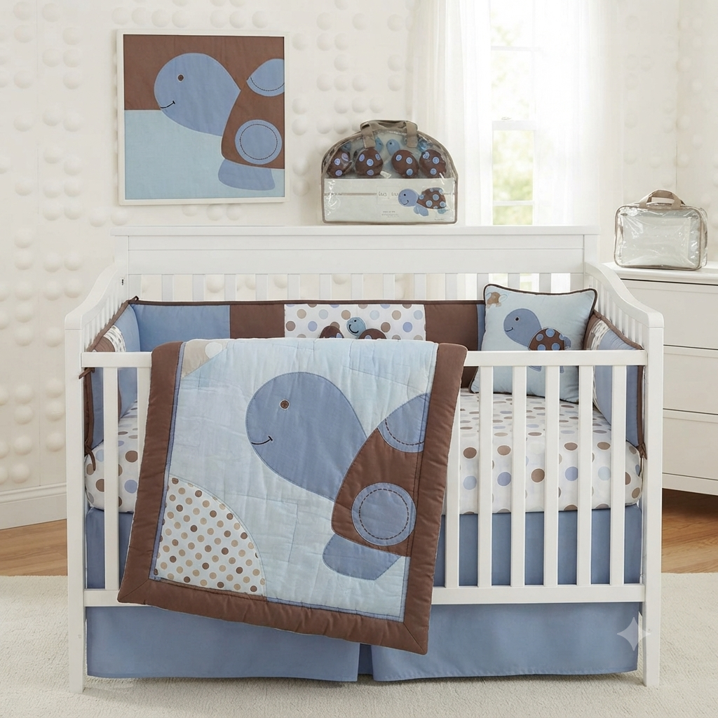 Kids Line Mod Turtle Nursery Crib Bedding & Decor Collection Mega-Bundle