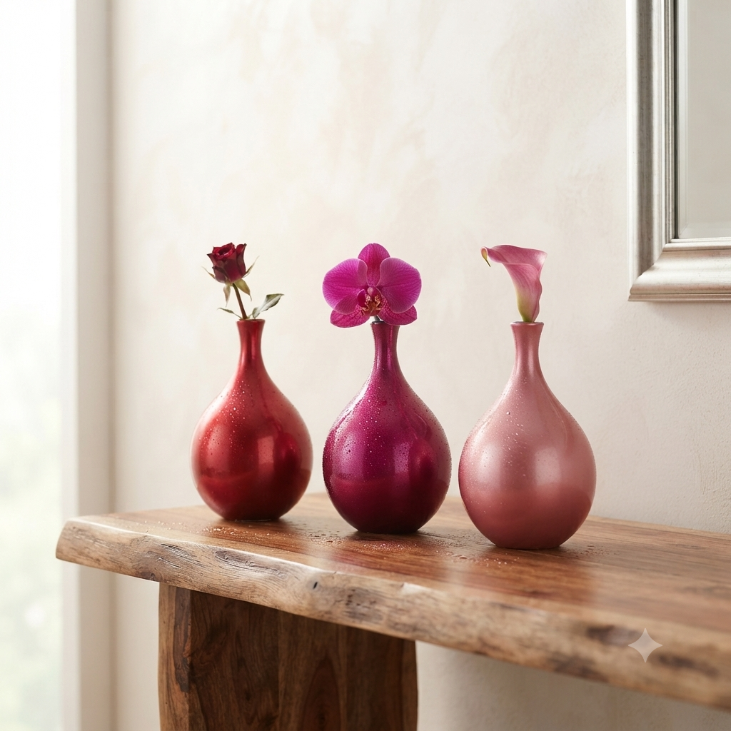 Metallic pink gradient mini ceramic bud vases