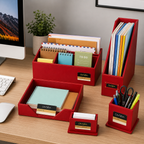 Divoga 5 piece Red office desktop Organizer